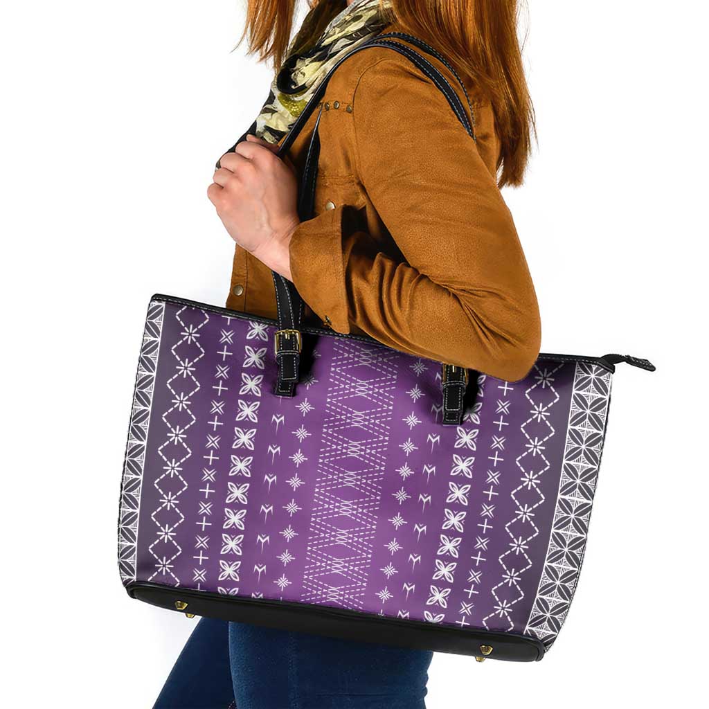 Purple Samoa Malu Tattoo Inspired Leather Tote Bag LT05 Purple - Polynesian Pride