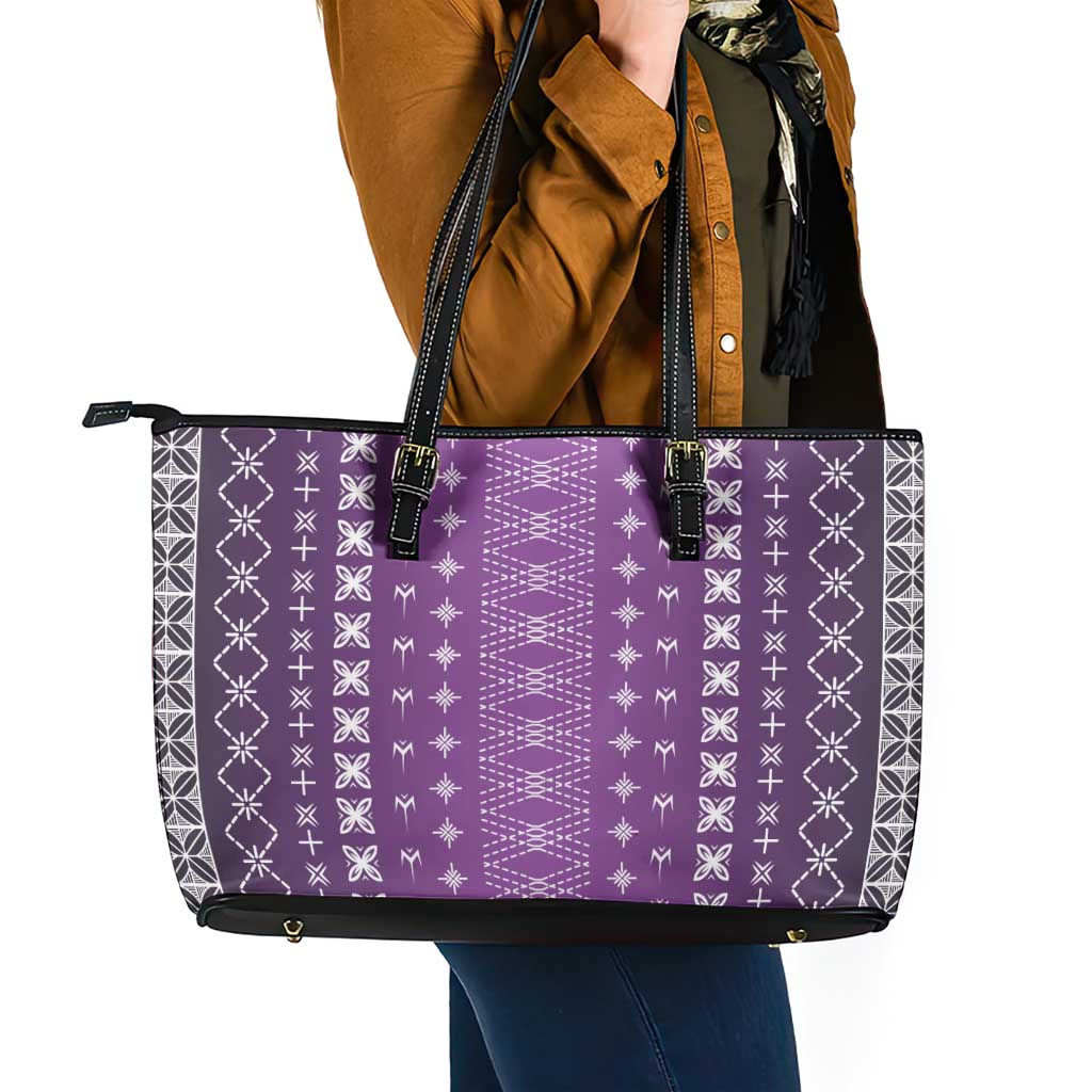 Purple Samoa Malu Tattoo Inspired Leather Tote Bag LT05 - Polynesian Pride