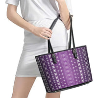 Purple Samoa Malu Tattoo Inspired Leather Tote Bag LT05 - Polynesian Pride