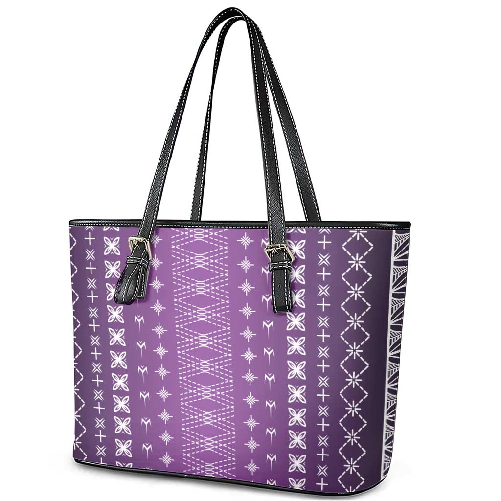 Purple Samoa Malu Tattoo Inspired Leather Tote Bag LT05 - Polynesian Pride