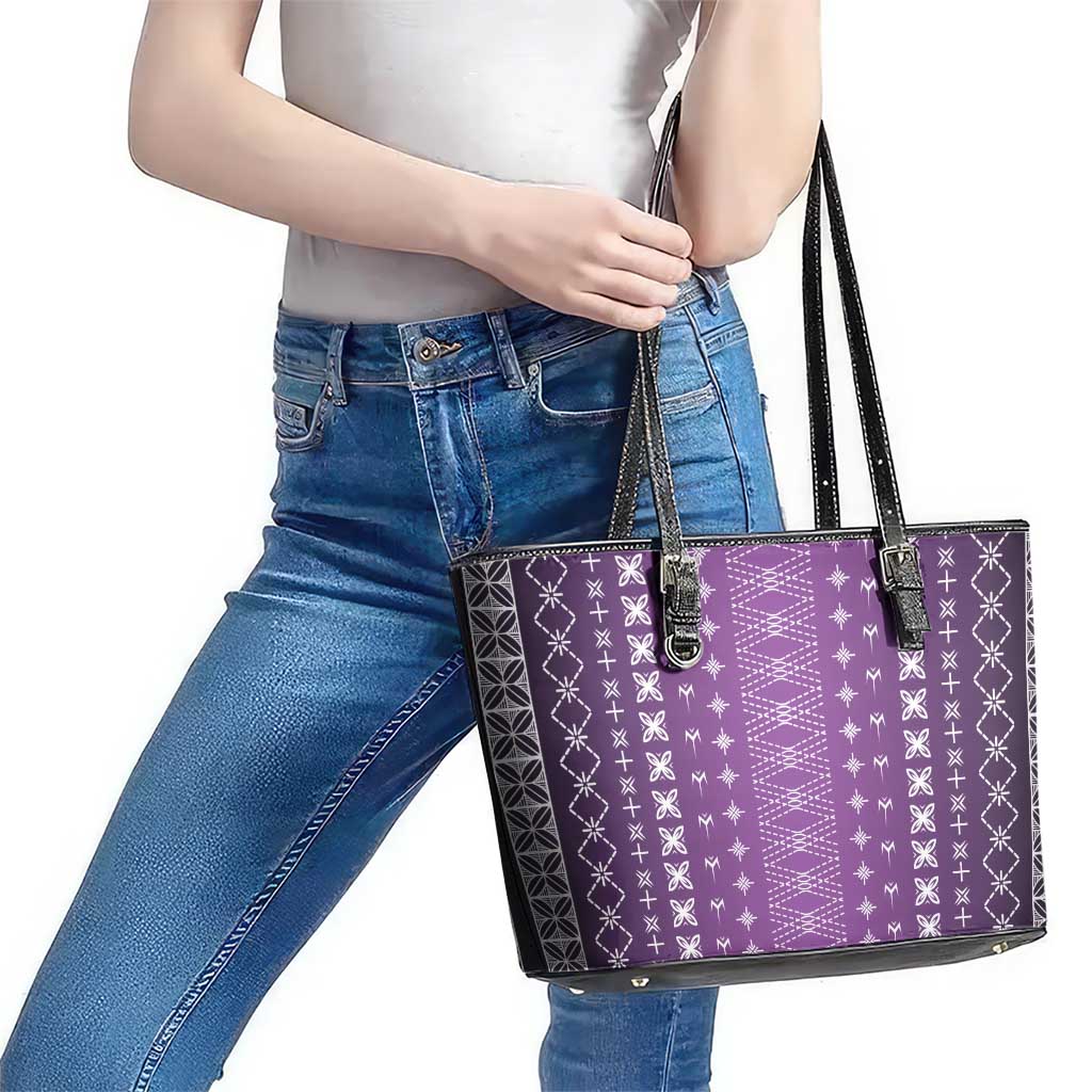 Purple Samoa Malu Tattoo Inspired Leather Tote Bag LT05 - Polynesian Pride