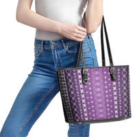 Purple Samoa Malu Tattoo Inspired Leather Tote Bag LT05 - Polynesian Pride