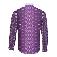 Purple Samoa Malu Tattoo Inspired Long Sleeve Button Shirt - Polynesian Pride