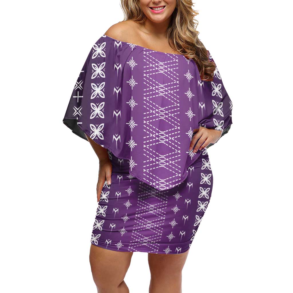 Purple Samoa Malu Tattoo Inspired Off Shoulder Short Dress - Polynesian Pride