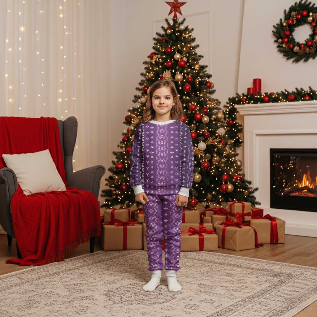 Purple Samoa Malu Tattoo Inspired Christmas Pajama Set LT05 Kid Purple - Polynesian Pride