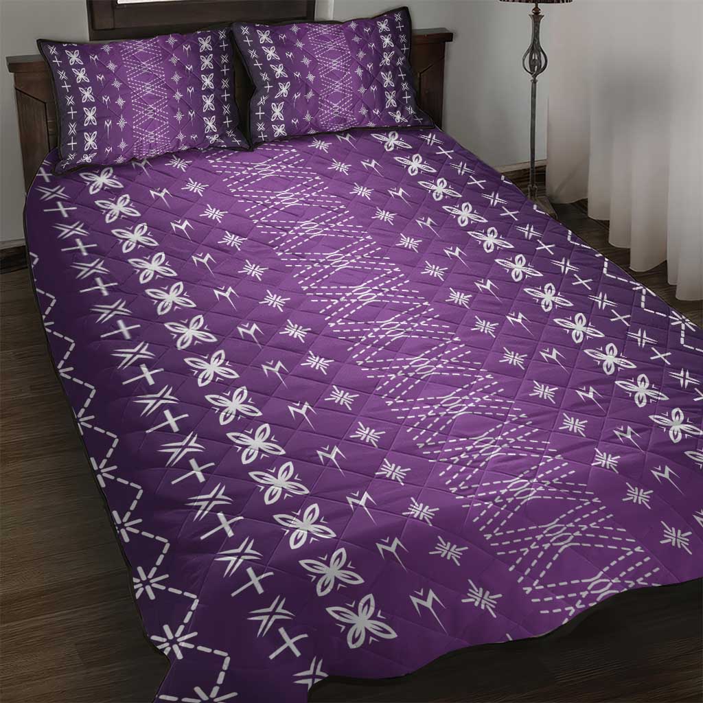 Purple Samoa Malu Tattoo Inspired Quilt Bed Set LT05 Purple - Polynesian Pride