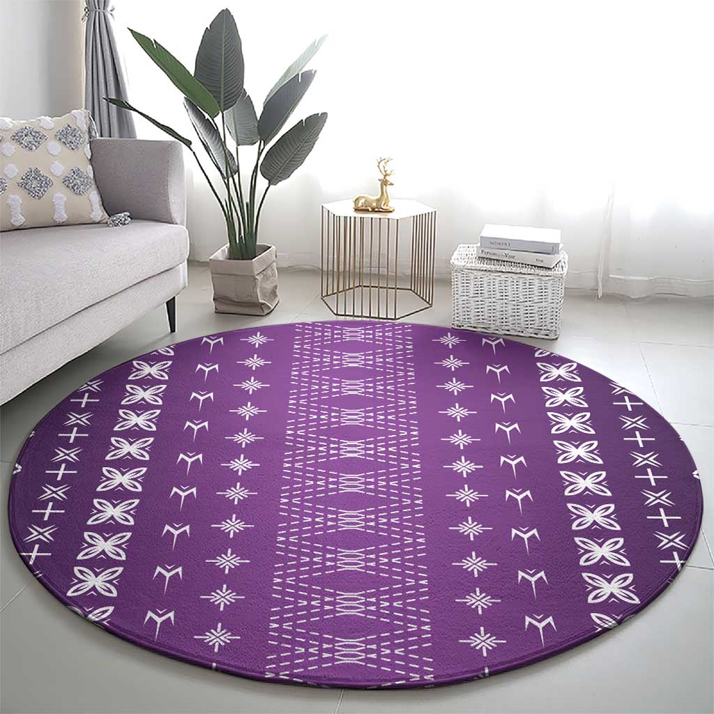 Purple Samoa Malu Tattoo Inspired Round Carpet - Polynesian Pride