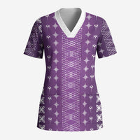 Purple Samoa Malu Tattoo Inspired Scrub Top - Polynesian Pride