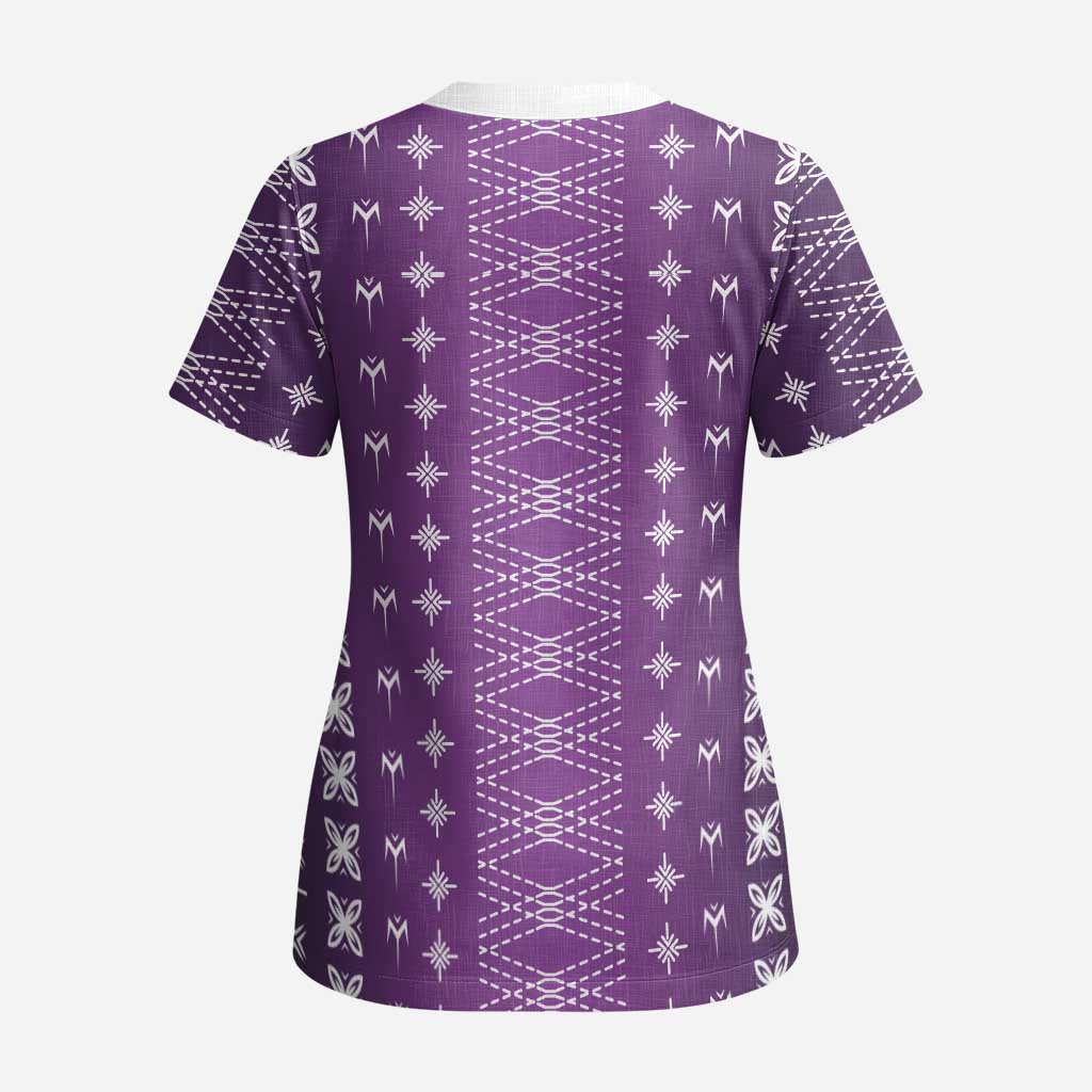 Purple Samoa Malu Tattoo Inspired Scrub Top - Polynesian Pride