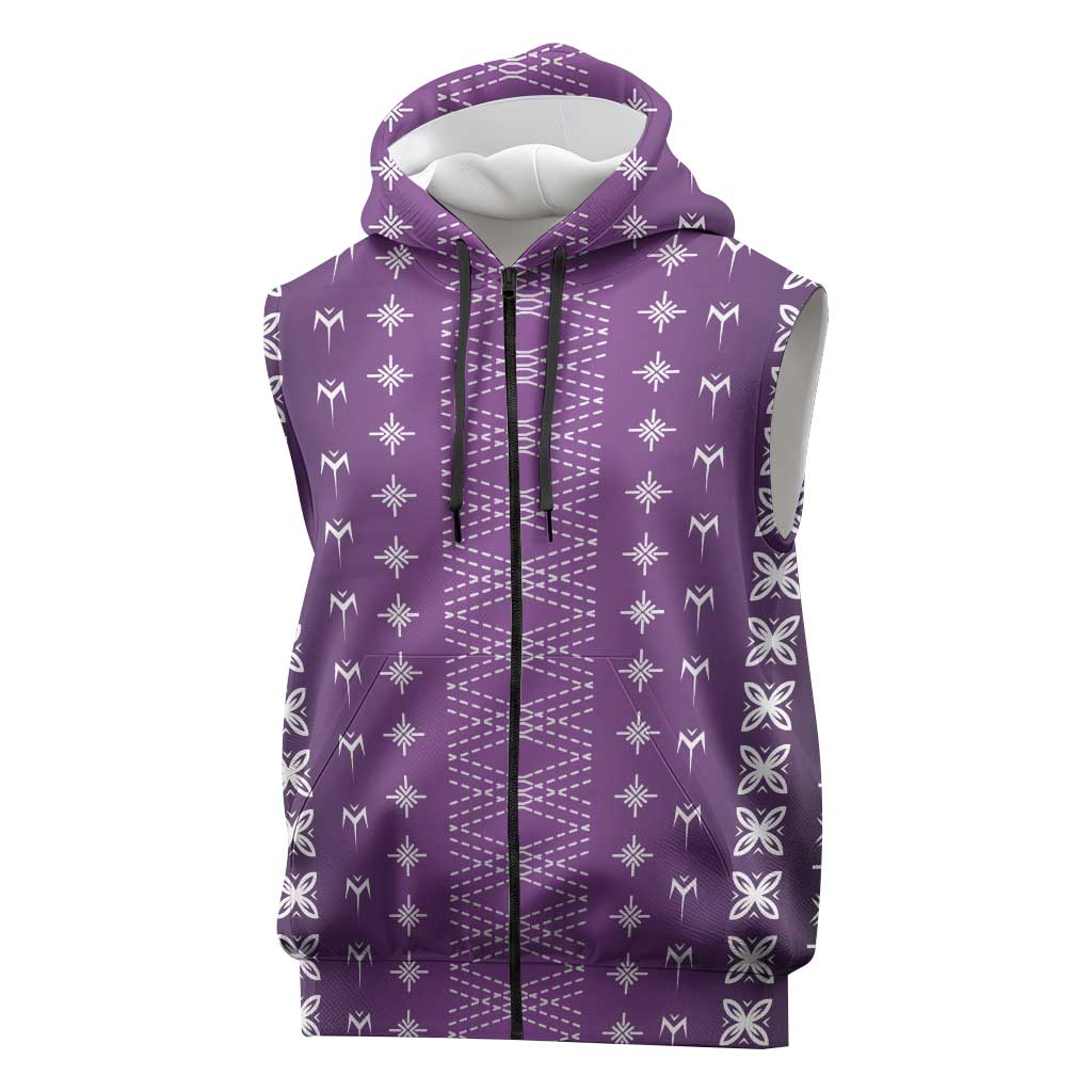 Purple Samoa Malu Tattoo Inspired Sleeveless Zip Hoodie - Polynesian Pride