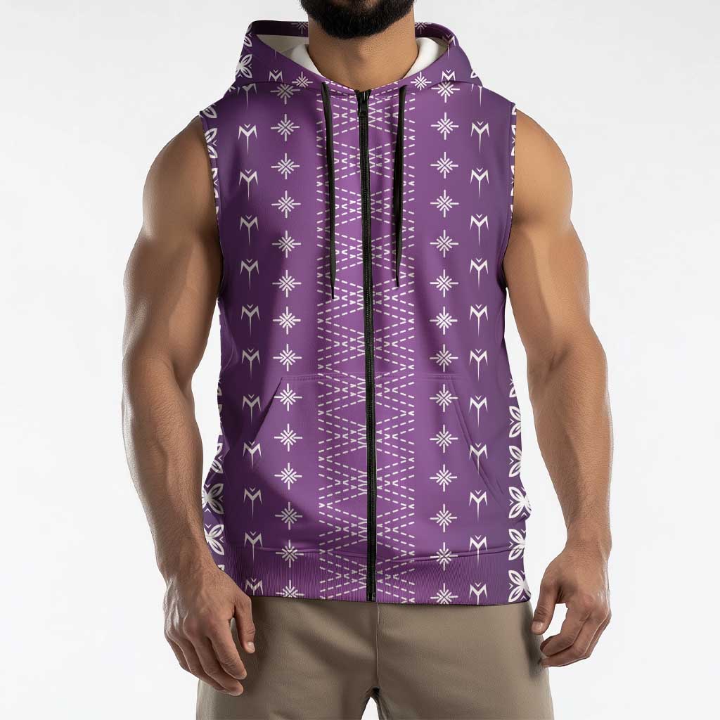 Purple Samoa Malu Tattoo Inspired Sleeveless Zip Hoodie - Polynesian Pride