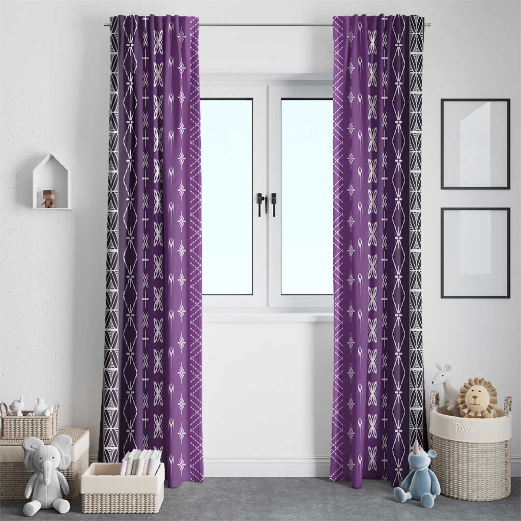 Purple Samoa Malu Tattoo Inspired Window Curtain - Polynesian Pride