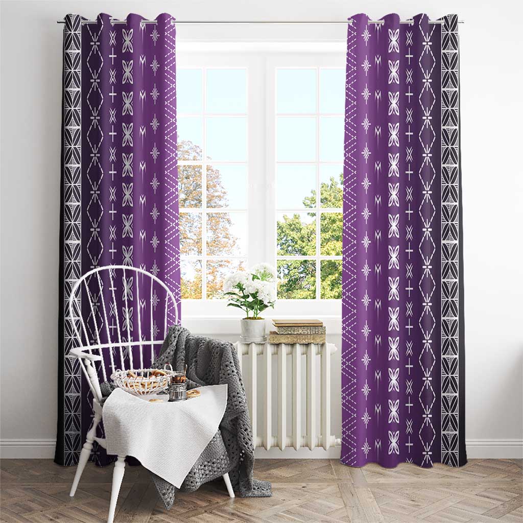 Purple Samoa Malu Tattoo Inspired Window Curtain - Polynesian Pride