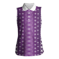 Purple Samoa Malu Tattoo Inspired Women Sleeveless Polo Shirt LT05 Female Purple - Polynesian Pride