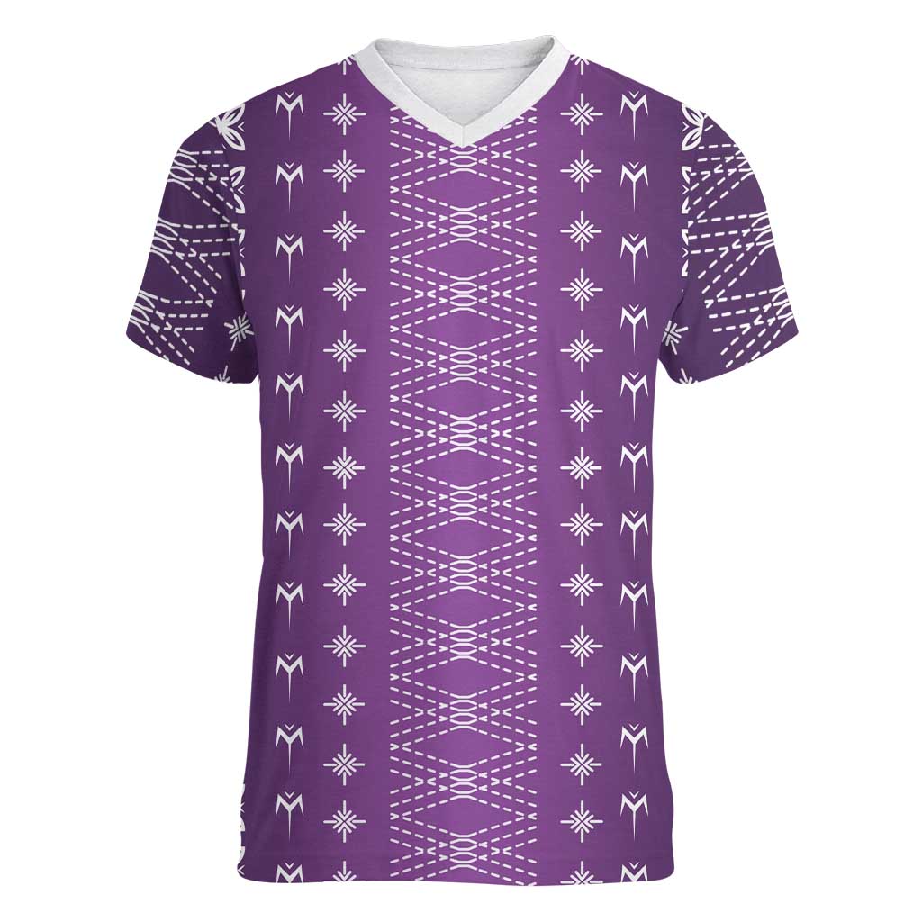 Purple Samoa Malu Tattoo Inspired Women V-Neck T-Shirt - Polynesian Pride