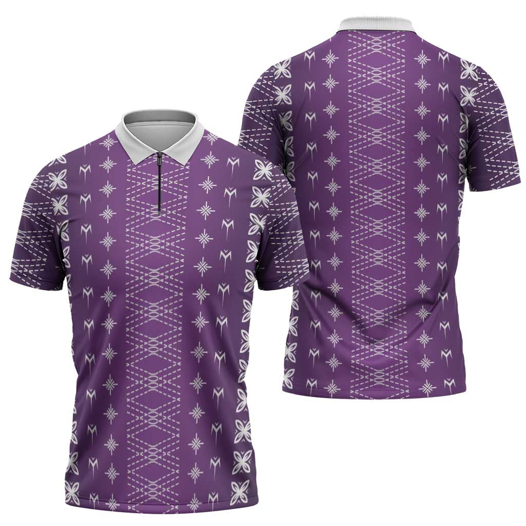 Purple Samoa Malu Tattoo Inspired Zipper Polo Shirt - Polynesian Pride