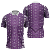 Purple Samoa Malu Tattoo Inspired Zipper Polo Shirt - Polynesian Pride