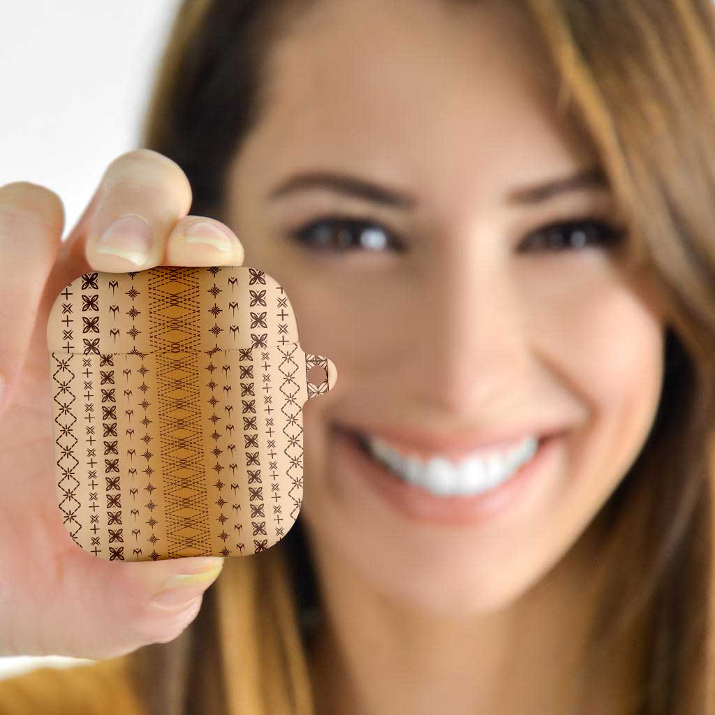 Beige Samoa Malu Tattoo Inspired AirPods Case - Polynesian Pride