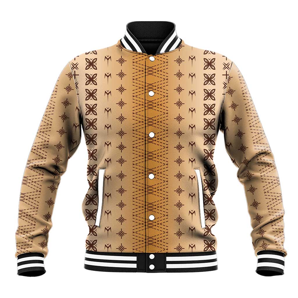 Beige Samoa Malu Tattoo Inspired Baseball Jacket - Polynesian Pride