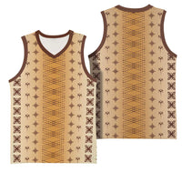Beige Samoa Malu Tattoo Inspired Basketball Jersey LT05 - Polynesian Pride
