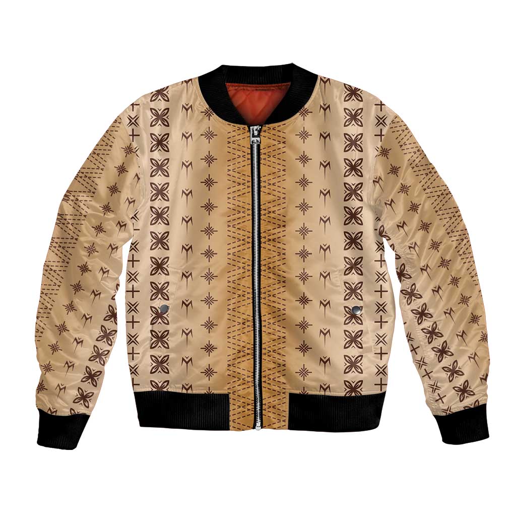 Beige Samoa Malu Tattoo Inspired Bomber Jacket - Polynesian Pride