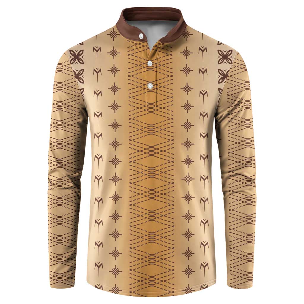 Beige Samoa Malu Tattoo Inspired Button Sweatshirt - Polynesian Pride