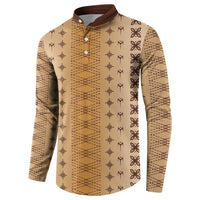 Beige Samoa Malu Tattoo Inspired Button Sweatshirt LT05 - Polynesian Pride
