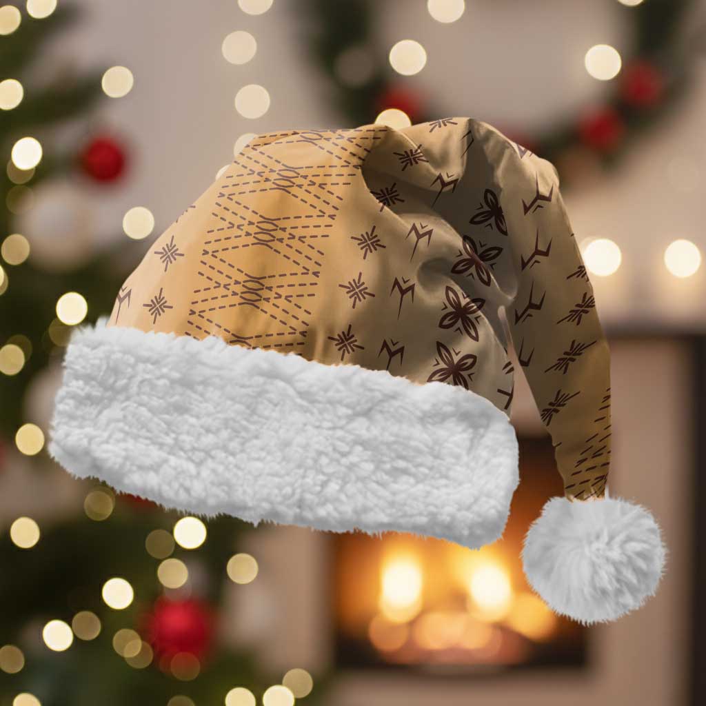 Beige Samoa Malu Tattoo Inspired Christmas Santa Hat LT05 With Fur Beige - Polynesian Pride