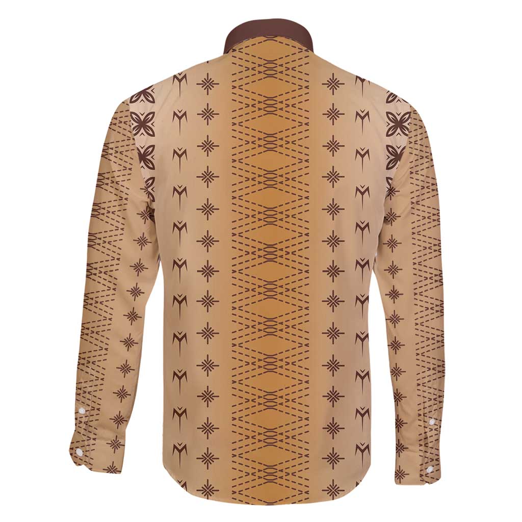 Beige Samoa Malu Tattoo Inspired Family Matching Long Sleeve Bodycon Dress and Hawaiian Shirt - Polynesian Pride