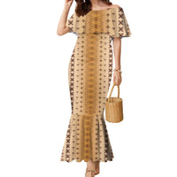 Beige Samoa Malu Tattoo Inspired Family Matching Mermaid Dress and Hawaiian Shirt - Polynesian Pride