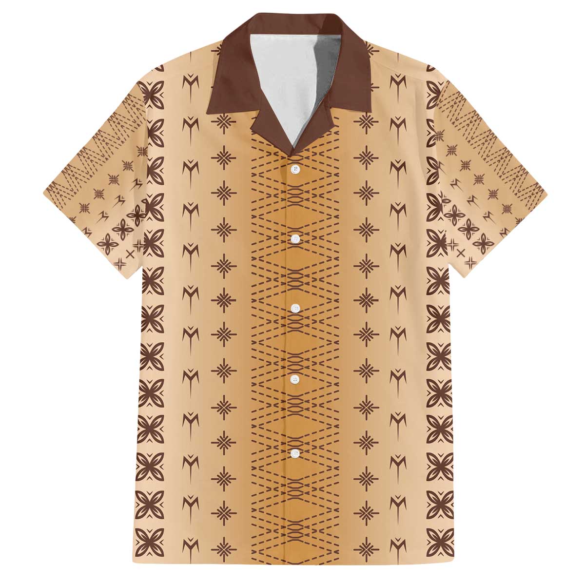 Beige Samoa Malu Tattoo Inspired Family Matching Off The Shoulder Long Sleeve Dress and Hawaiian Shirt - Polynesian Pride