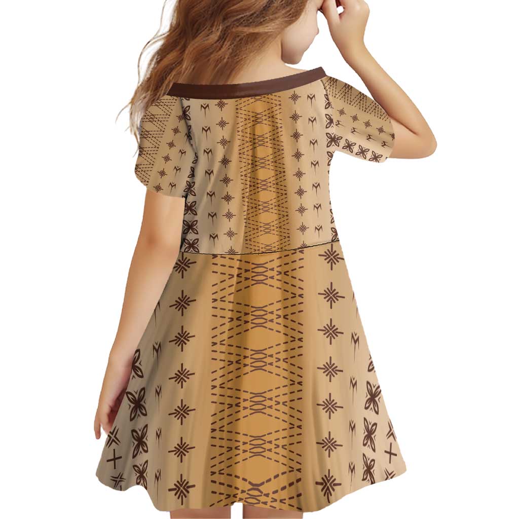 Beige Samoa Malu Tattoo Inspired Family Matching Off Shoulder Short Dress and Hawaiian Shirt - Polynesian Pride