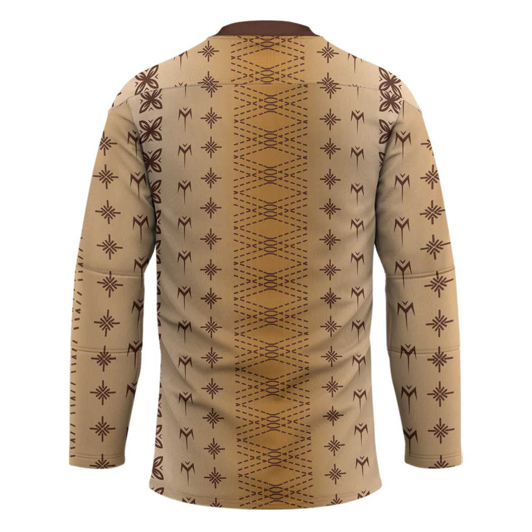Beige Samoa Malu Tattoo Inspired Hockey Jersey - Polynesian Pride
