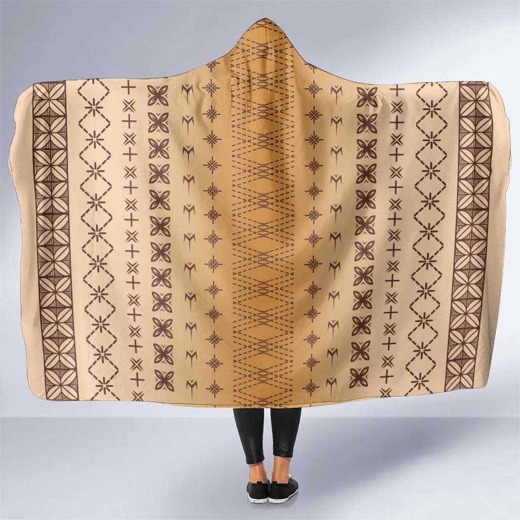 Beige Samoa Malu Tattoo Inspired Hooded Blanket - Polynesian Pride
