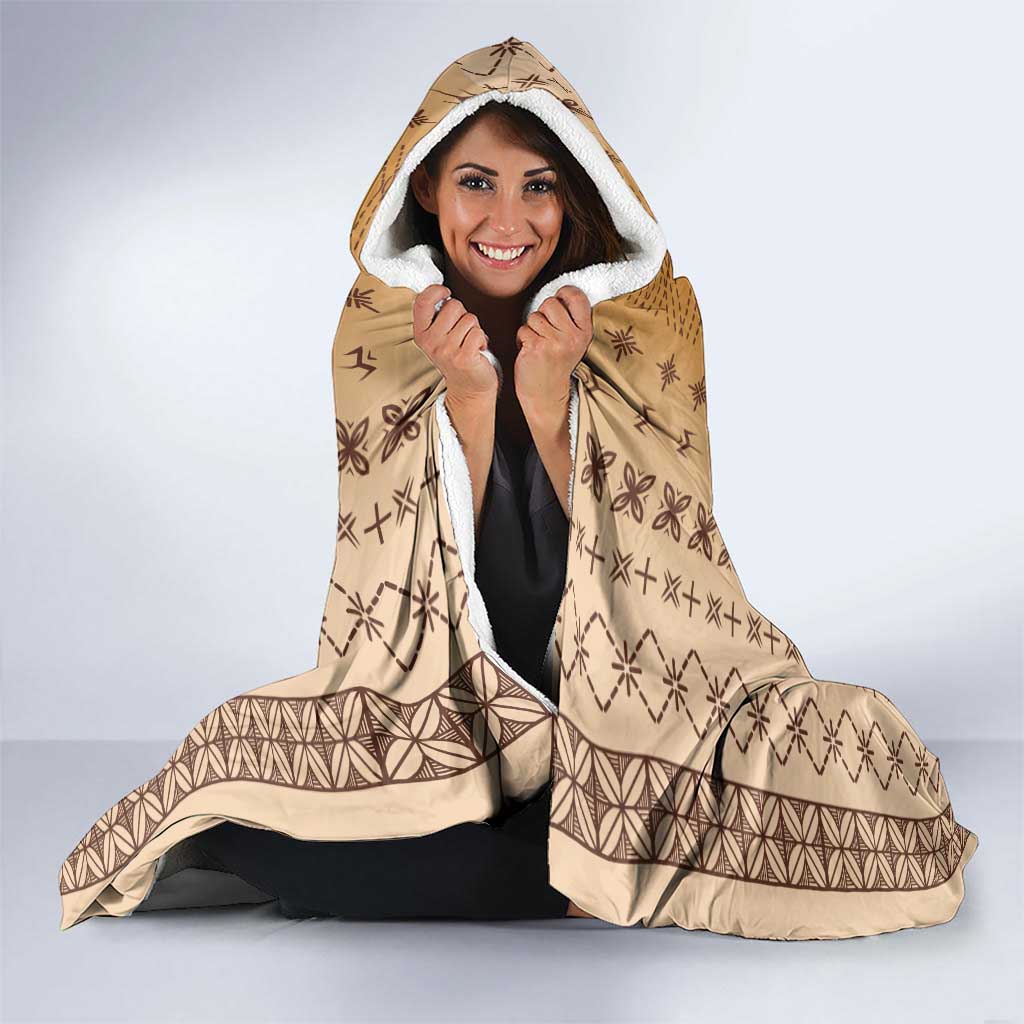 Beige Samoa Malu Tattoo Inspired Hooded Blanket - Polynesian Pride
