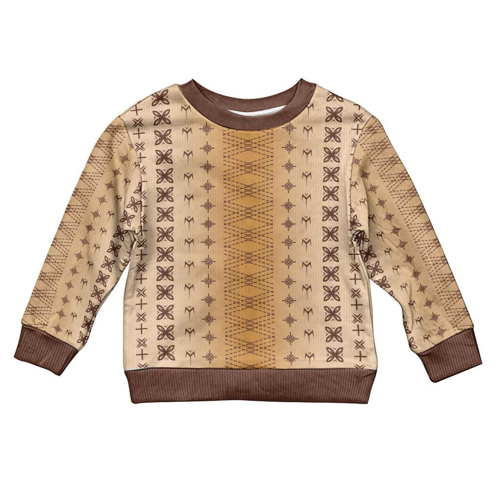 Beige Samoa Malu Tattoo Inspired Kid Ugly Christmas Sweater LT05 Kid Beige - Polynesian Pride
