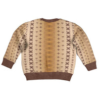Beige Samoa Malu Tattoo Inspired Kid Ugly Christmas Sweater LT05 - Polynesian Pride
