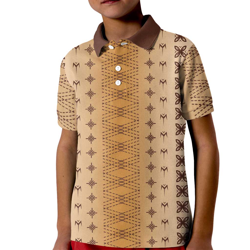 Beige Samoa Malu Tattoo Inspired Kid Polo Shirt LT05 Kid Beige - Polynesian Pride