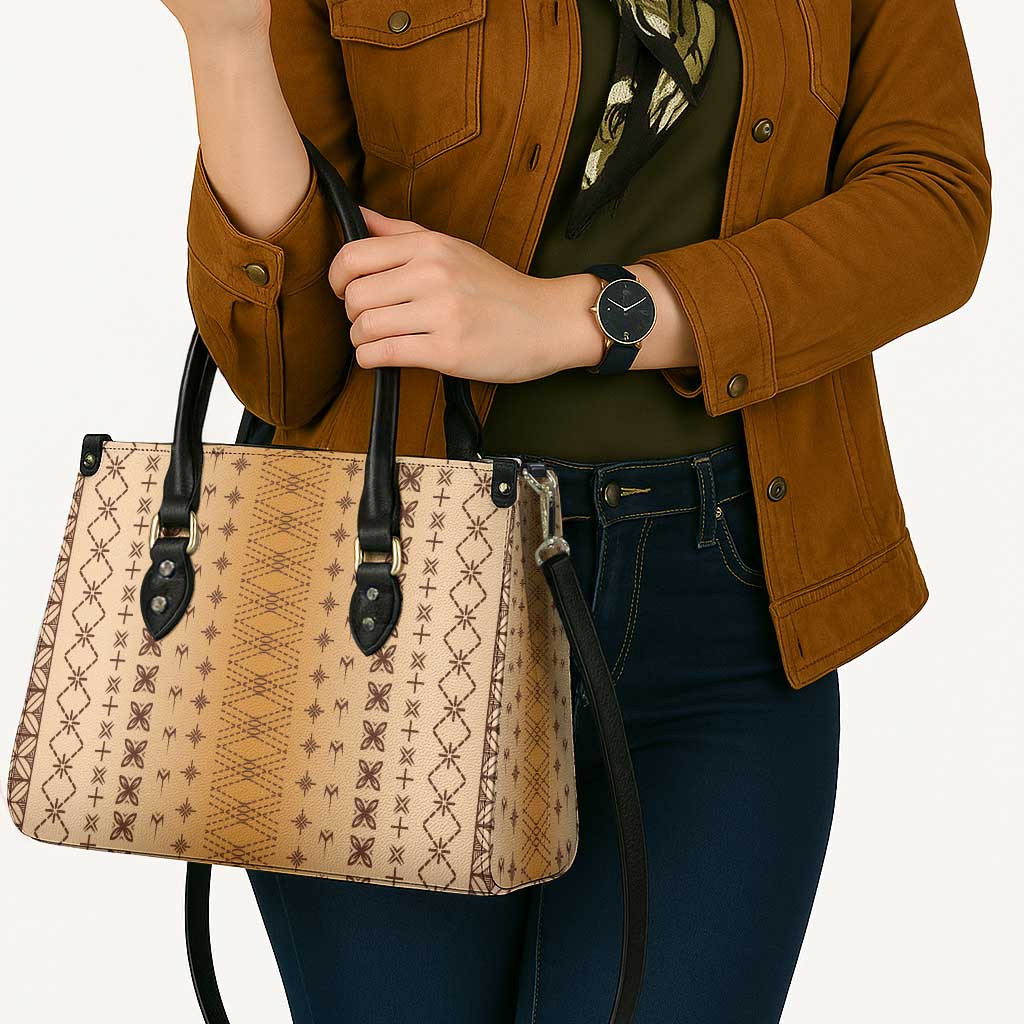 Beige Samoa Malu Tattoo Inspired Leather Bag LT05 - Polynesian Pride