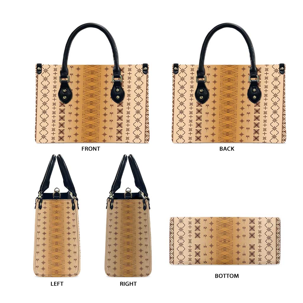 Beige Samoa Malu Tattoo Inspired Leather Bag LT05 - Polynesian Pride