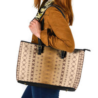 Beige Samoa Malu Tattoo Inspired Leather Tote Bag LT05 Beige - Polynesian Pride