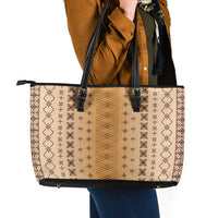 Beige Samoa Malu Tattoo Inspired Leather Tote Bag LT05 - Polynesian Pride