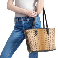 Beige Samoa Malu Tattoo Inspired Leather Tote Bag LT05 - Polynesian Pride