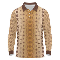 Beige Samoa Malu Tattoo Inspired Long Sleeve Polo Shirt LT05 Beige - Polynesian Pride