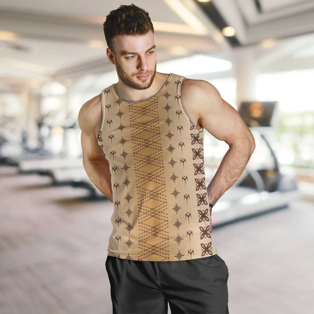 Beige Samoa Malu Tattoo Inspired Men Tank Top LT05 Beige - Polynesian Pride