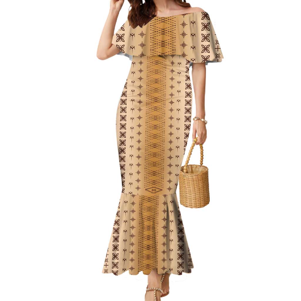 Beige Samoa Malu Tattoo Inspired Mermaid Dress - Polynesian Pride