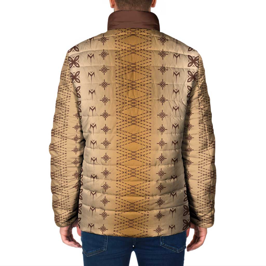 Beige Samoa Malu Tattoo Inspired Padded Jacket LT05 - Polynesian Pride
