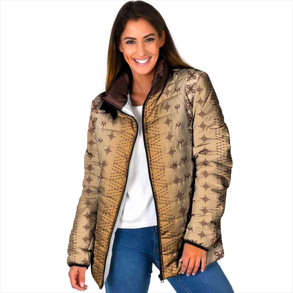 Beige Samoa Malu Tattoo Inspired Padded Jacket LT05 Women Beige - Polynesian Pride