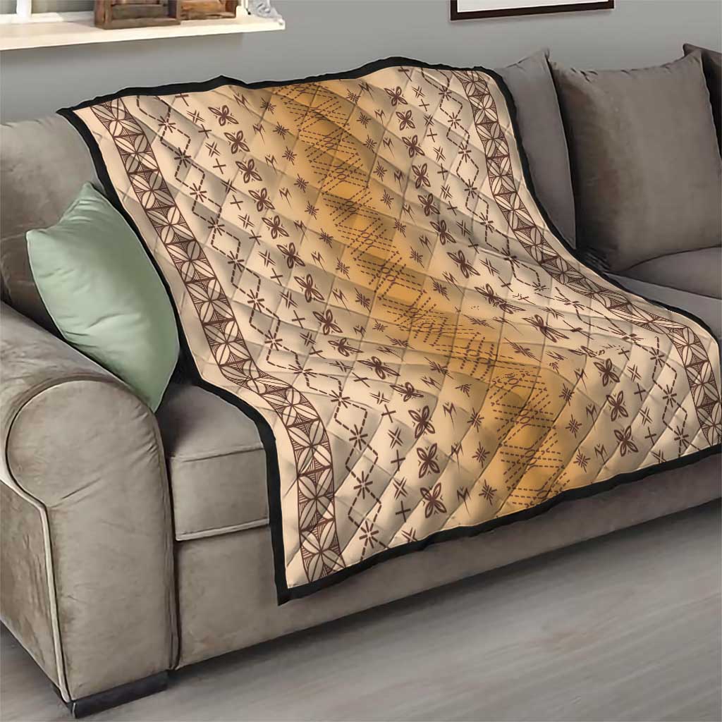 Beige Samoa Malu Tattoo Inspired Quilt - Polynesian Pride