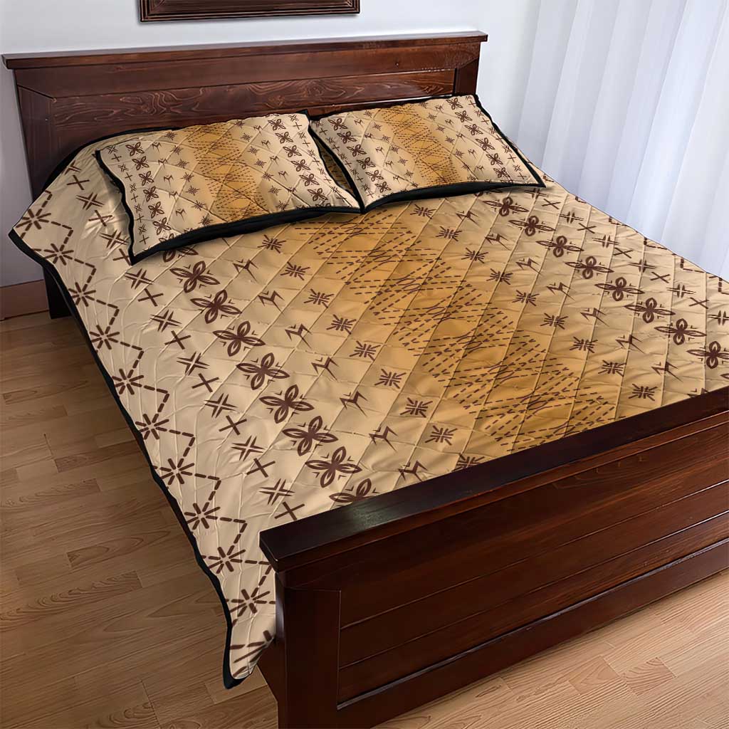 Beige Samoa Malu Tattoo Inspired Quilt Bed Set LT05 - Polynesian Pride